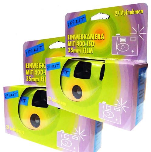 Lot de 2 appareils photo jetables 1 A PHOTO PORST Edition Spirit en vert, multicolore, avec flash, piles et film (lot de 2, 27 prises chacune)