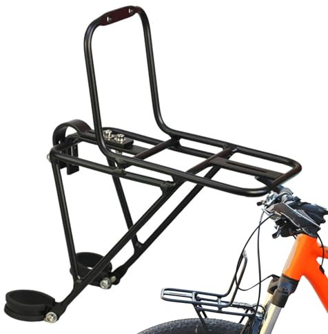 Povanjer Vorderradträger Aluminiumlegierung Mountainbike Gepäcktrager Front Rack Carrier Fahrrad Vorderradträger Vorderrad Fahrradträger MountainRoad Fahrrad Gepäckträgerständer Schwarz