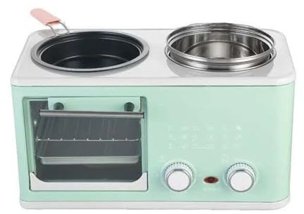 4 in 1 Breakfast Machine,Desktop Breakfast Machine,Multi-Function Oven,Including Frying Pan,Cooking Pot,Steamer,Oven, Home Breakfast Machine,Suitable for Small Kitchen/Apartment,Green