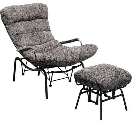 Kare Design Sessel + Hocker Vienna Swing, Grau, Schaukelsessel, Schwing-Funktion, 40 cm Sitzhöhe, Wohnzimmer, Schlafzimmer, 97x83x106 cm (H/B/T)