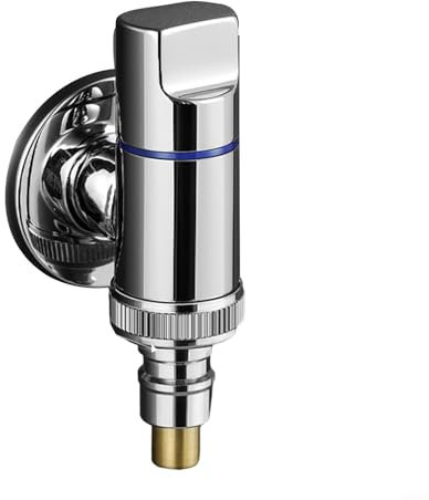 Besttoolifes Waschmaschinen-Wasserhahn, Messing-Wasserstopp, Schnellöffnungs-Winkelventil, Absperrventil, geeignet für Badezimmer/Küche/WC-Ventil, Messingmaterial (Silber)