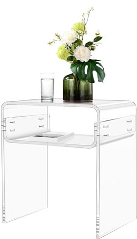 YVYKFZD Acryl Beistelltisch, schmaler Couchtisch für kleine Räume, minimalistischer Sofatisch Nachttisch, einzigartiger Wohnzimmertisch als Heimdisplay, für Schlafzimmer(Transparent)