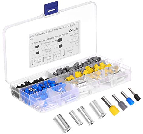 Gatuida 390pezzi Tubular Terminals Kit Connettori Elettrici Isolati Pin Ferrule Per Termini Di Cavi Facili Da Usare e Riporre Per Applicazioni Professionali e Domestiche