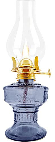 Lámpara de cristal de queroseno de 33 cm, lámpara de aceite clásica retro para decoración del hogar, lámpara de aceite de gran capacidad (gris, talla única)
