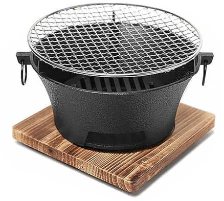 Estufa de Carbón de Hierro Fundido, Exterior Estufas De Barbacoa, Barbacoa Portatil, Parrilla Pequeña de Hierro Fundido, Herramienta para Barbacoa de Camping(24cm/9.5in)