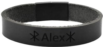 Generisch schwarzes Lederarmband mit Gravur, Armband mit Namen, personalisiertes Geschenk für Herren und Damen, Echtleder breit, Magnetverschluss Edelstahl schwarz, Freundschaftsarmband