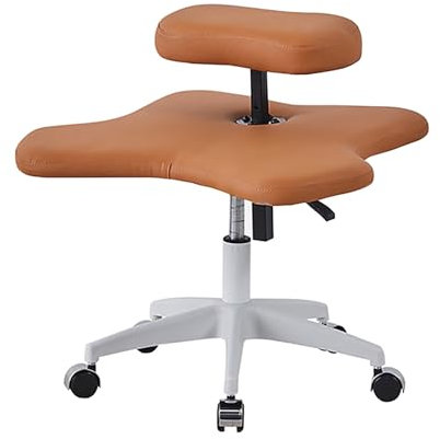 LULUMAIC Kniestuhl, Meditationsstuhl mit Rollen, Home-Office-Schreibtischstuhl, Stuhl mit gekreuzten Beinen, ergonomischer Sitz zur Haltungskorrektur (Orange Einheitsgröße)