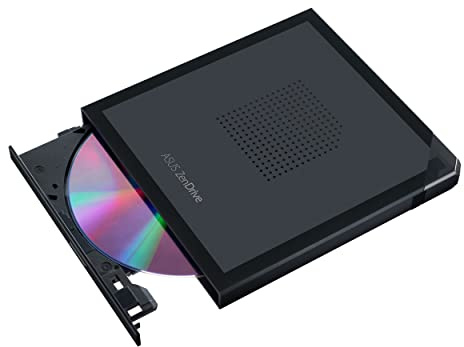 ASUS ZenDrive V1M - Unidad de DVD Externa y grabadora con diseño de Almacenamiento de Cable Integrado, Interfaz USB-C, Compatible con Win 11 y macOS, Compatible con M-Disc (SDRW-08V1M-U)
