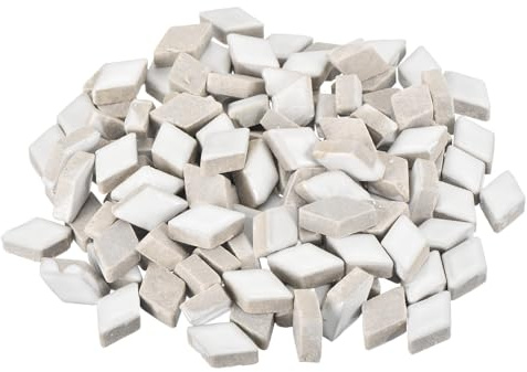 QUARKZMAN 200g Keramik Mosaikfliesen für Bastelbedarf Großhandel, Rautenförmige weiße Keramikfliesen für Mosaik-Sets Garten Trittplatten Cup Mat