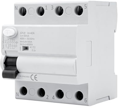 Jadeshay Fi Schutzschalter 40A 30mA 4 polig Fi Schalter Type AC Fehlerstromschutzschalter RCCB Leitungsschutzschalter AC 400V GYL9