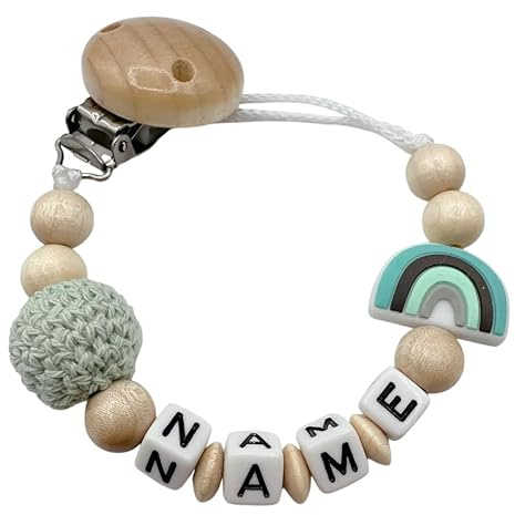 personaliertesgeschenk mit Namen für Mädchen oder Junge Baby Geschenk personalisiert zur Geburt & Taufe Regenbogen (Mint)
