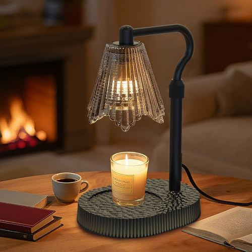 WYghyronic Candle Warmer Lamp, Timer & 4-Level Dimmer, Adjustable Height | Flameless Electric Wax Warmer for Jar Candles, Black, Home Decor Gift for Mom & Women, Birthday & Housewarming