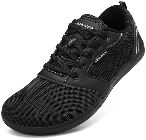 gitzing Barefoot Shoes for Womens Mens Wide Outdoor Trail Minimalist Running Trainers Walking Shoes Lightweight and Breathable Sneakers Unisex-Classic Black 8 UK(42 EU)