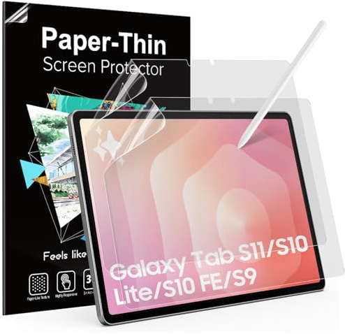 TiMOVO 2 Piezas Protectores de Pantalla de papel para Samsung Galaxy Tab S11/S10 Lite/S10 FE/S9 FE/S9/S8/S7 (11’’& 10.9’’ Tableta), Película Protectora de Pantalla PET, Escribe y dibuja como en papel