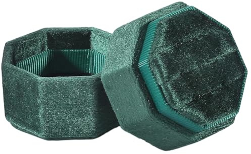 SOFPLATE Ringbox Aus Grünem Samt Ringhalter Für Paare 3 Fach Achteckig Kunststoff Elegant Klein Schmuck Geschenk Für Paare Andenken Organizer Aufbewahrungsbox Für Heiratsantrag Verlobung Jahrestag Zer