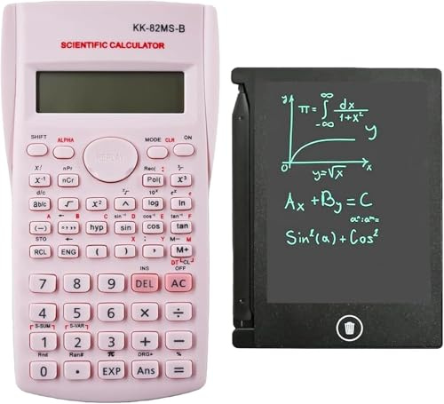 KK-82MS-B/KK-82MS-D Calculadora científica portátil de ingeniería con Bloc de Notas,con Tableta de Escritura borrable LCD de 4,4 Pulgadas, calculadora portátil Profesional para Oficina,Escuela (Rose)