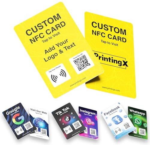 Eliphs Paquete de tarjetas NFC personalizadas, tarjetas de visita personalizadas con etiqueta NFC y código QR para reseñas de Google, tarjeta de código QR NFC para promocionar tu negocio