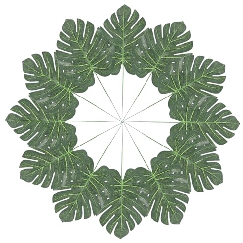Mobestech 12 pezzi Foglie Artificiali Monstera da Decorativi per Feste Hawaiane e Matrimonio Accessori per Composizioni Floreali e Decorazioni per Facile Manutenzione Materiale Realistico