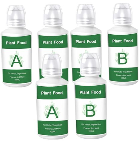 6pcs Hydroponic Plant Food A und B Nährstoffe Flüssigkeitsdünger für Gemüse, Obst, Innengarten, Wasserwachstumssystem und landwirtschaftliche Pflanzung