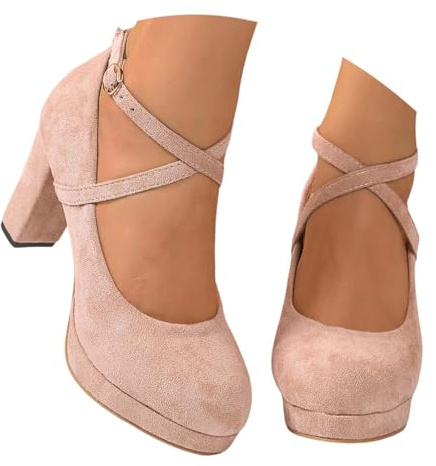 Escarpins Femme Petit Talon, Confort Chaussures Talon Mary Janes pour Mariage Pieds Larges Heels Dance Shoes Sandales Femmes Ballerines Escarpin