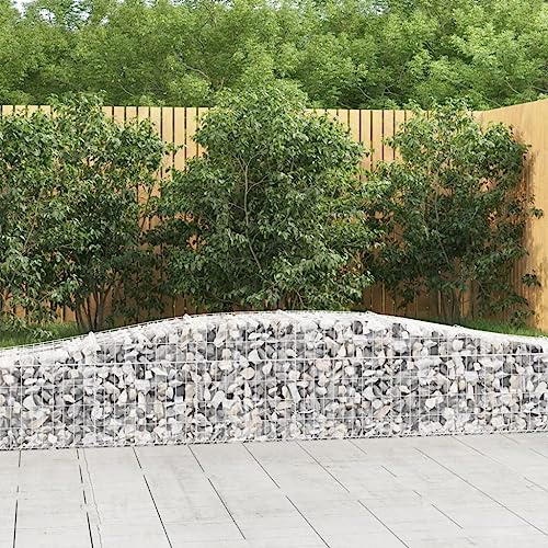 HaoChrymec Gabbioni da Giardino ad Arco, in Ferro Zincato, Struttura Rinforzata, Gabbioni Metallici, Recinzioni da Giardino, per Protezione e Decorazione, Colore Argento, 400x50x40/60cm, 8 Pezzi