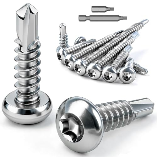 mawmuaw 120 Stk Torx Bohrschrauben Edelstahl M4,2x19 mm Blechschrauben Torx | Selbstschneidende Schrauben Linsenkopf, Edelstah 410, Selbstbohrende Schrauben, DIN 7504, Metalldachschrauben für Holz Blech