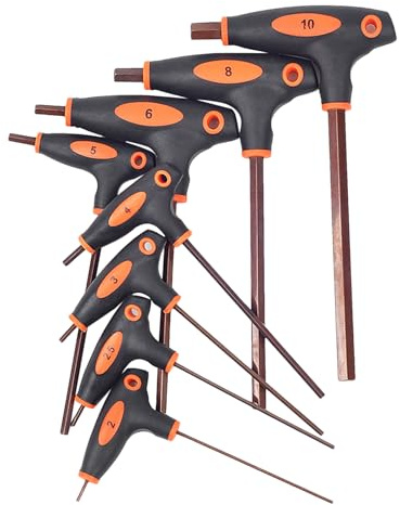 Genérico Juego De Llaves Hexagonales Con Mango T,8 Piezas Llaves Hexagonales De Doble Extremo Con Mango T | Juego De Portátil,Para Hogar Muebles Bicicleta Automoción Garaje Mecánico Exterior