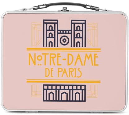 Fabulous Lunch Box in metallo argentato per sandwich e snack – Notre-Dame de Paris France Luxe Style Architecture – Scatola da gustare in alluminio ciotola rigida stile retrò stampata in Francia