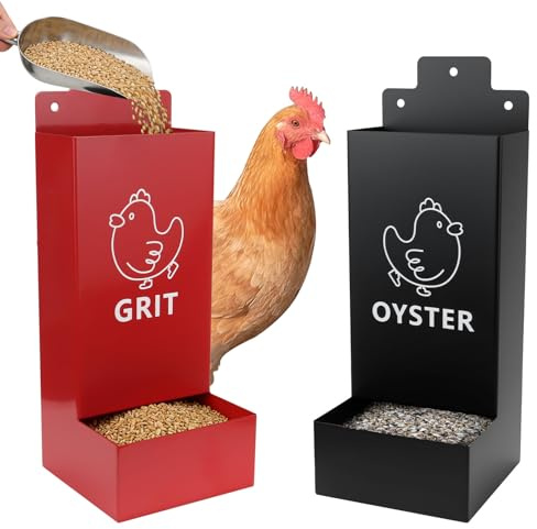 2er-Pack Futterautomat Hühner, Austernschalen-Futtertröge aus Metall, Hängende Hühnerfutter Automat für Hühner, Enten und Geflügel, Futtertrog, Futterspender, Hühnerstallzubehör