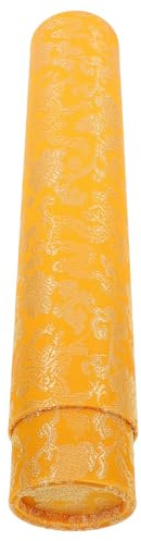 FIXOSHEE Scatola Telescopica per Opere d'Arte Motivo Broccato Giallo, Tubo Porta Poster Resistente Tappo, Custodia per Pezzi di Pittura per Artisti e Calligrafi, Conservazione e Trasporto