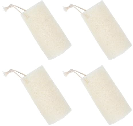 WRITWAA Esponjas Exfoliantes Naturales de Lufa para Ducha y Baño, 4 Piezas, Material Loofah, Herramienta Versátil para Limpiar y Mejorar la Textura Piel
