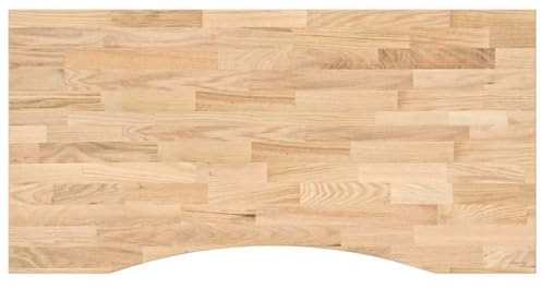 XHNIFBN Schreibtischplatte Eiche Massivholz 100x50x2,5 cm - Unbehandelte Tischplatte Rechteckig für DIY Schreibtische und Arbeitstische - Naturholzplatte Massiv Fein Geschliffen