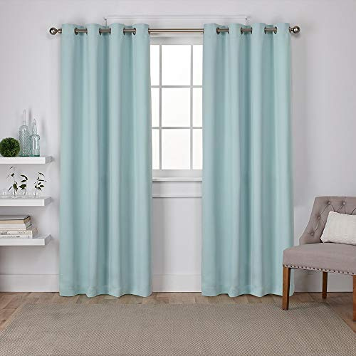 Exclusive Home Curtains Sateen Woven Blackout Grommet Top Panel Pair, Seafoam, 52x84, 2 Piece
