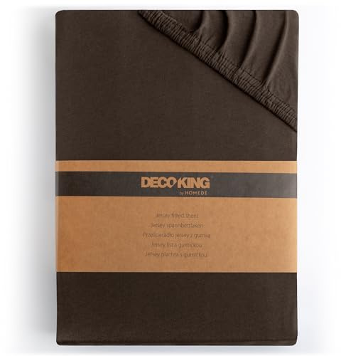 DecoKing Spannbettlaken 200x220 220x240 cm 100% gekämmte Baumwolle Amber | Braun Spannbetttücher Jersey Boxspringbett 200 x 220 220 x 240