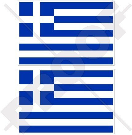 GRIECHENLAND Griechische Flagge Hellas, Griechisch 100mm Auto & Motorrad Aufkleber, x2 Vinyl Stickers