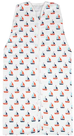 ZOLLNER Sommerschlafsack - luftiger Schlafsack aus atmungsaktiver Baumwolle - Größe 90 - mit flexiblem Reißverschluss und Kinnschutz - ohne Ärmel - Oeko Tex® zertifiziert