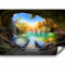 murando - Papier Peint Panoramique Adhésif Paysage 294x210 cm - Tapisserie Murale Autocollante Décoration - Beige vert bleu turquoise - Arbres pierre coloré paysage eau cascade c-A-0127-a-a