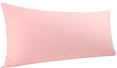 PiccoCasa Body Pillow Cover Cotton Bolster Pillow Cases 1 Pack, Pink 4ft | Zipper Closure Body Pillow Cover, Pillowcases for Bedroom Use