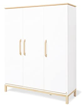 PINOLINO Light Kleiderschrank in Weiß | Großer Kleiderschrank mit 3 Türen I 6 höhenverstellbare Einlegeböden & 1 Kleiderstange I Soft-Close-Türen I 150 x 56 x 190 cm