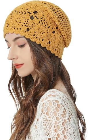 ZLYC Damen Sommer Strickmützen Handgemacht Häkelmütze Slouch Beanie Mütze | Baumwolle Atmungsaktives