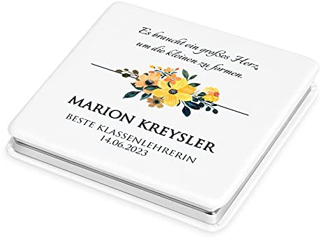 Maverton Taschenspiegel mit Aufdruck - quadratischer Spiegel - Vergrößerungsspiegel - personalisierter Klappspiegel - Reisespiegel für Handtaschen - Geschenk für Frauen