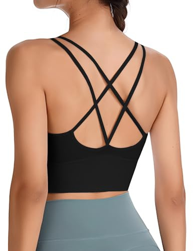 HANERDUN Femmes Soutiens-Gorge Croisé Jogging Yoga Lingerie Brassière sans Couture Sport Yoga sans Armature avec Coussinets Amovibles