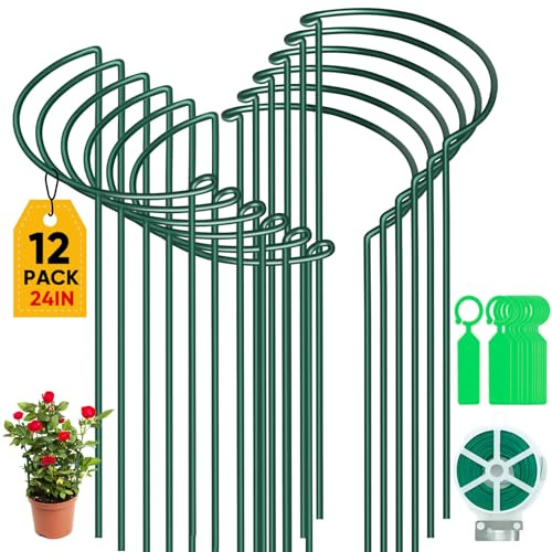 12 Pièces Grands Tuteurs Semi-Circulaires 25x60cm - Support pour Plantes, Pivoine, Intérieur - Anneau de Soutien pour Hortensias, Pivoines, Vivaces, Légumes