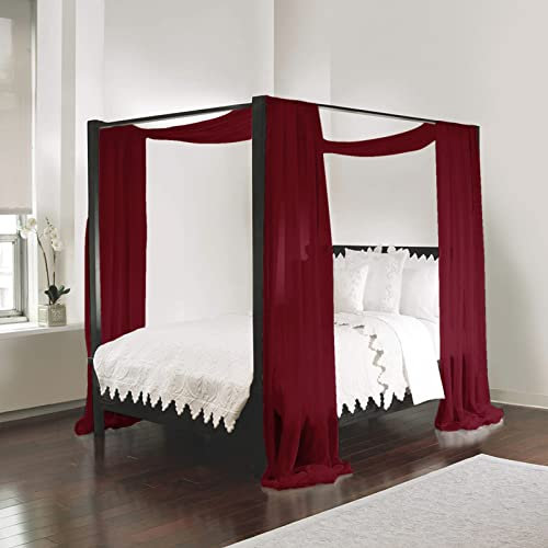 EXQULEG Hochzeit Hintergrund Vorhänge,Querbehang Freihanddeko aus transparentem Voile,Chiffon Vorhänge Fotografie Hintergrund für Weihnachten Festival Party Dekoration Hochzeit Event (Weinrot,1pcs)