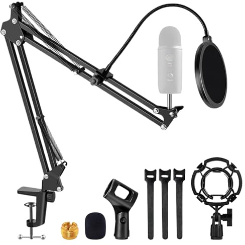 5 Core Boom Microphone Arm Stand 16 Upgraded Adjustable Suspension Scissor Mic Holder with Pop Filter Shock Mount 3/8 - 5/8 Adapter – ARM SET 16