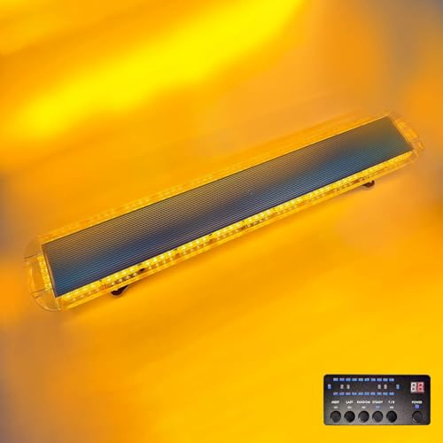 TIANRUIDA 12V~24V 88 LED luz estroboscópica 17 modos flash impermeable barra luz de advertencia señal de advertencia para camiones remolques barcos (ámbar, 47 pulgadas 88W)