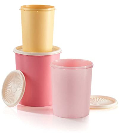 New Tupperware Set di 3 contenitori impilabili per decorazione vintage da 1,2 l, 1,8 l e 2,75 l