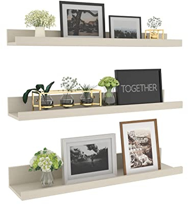 RLAVBL Wandregal Off-weiß 3er Set, 60cm Wandregal Geeignet für Wohnzimmer Schlafzimmer Küche Büro usw