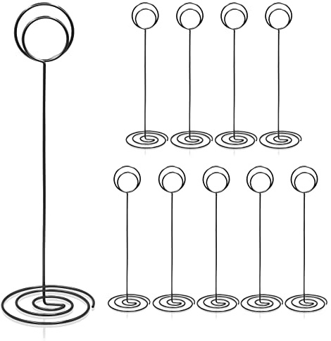 HomWanna Table Number Holders 10Pcs - 8.75 inch Place Card Holder Tall Table Number Stands for Wedding Party Graduation Reception Restaurant Home Photo Picture Office Memo (Matte Black)