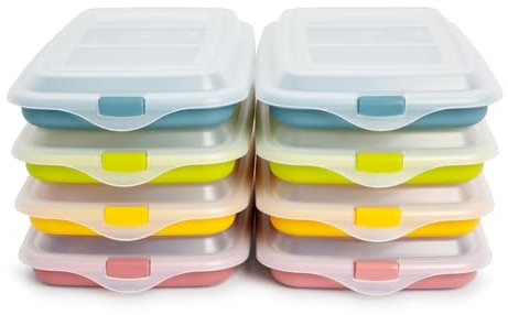 PracticDomus Wurst- und Lebensmittelhalter Deli-System, optimale Aufbewahrung von Scheiben im Kühlschrank, Maße 24,8 x 14,4 x 3,3 cm (8X Set)